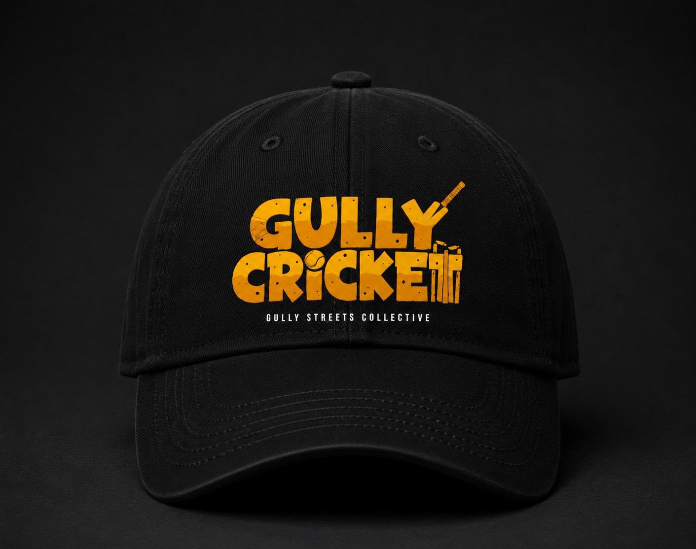 Gully cricket embroidered baseball cap