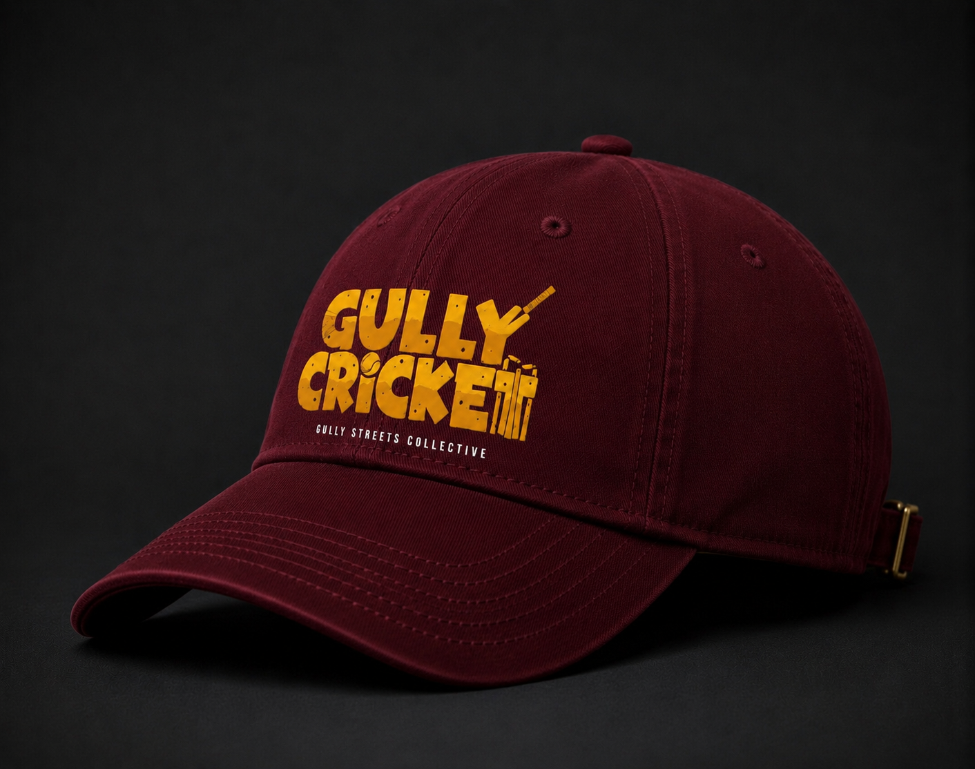 Gully cricket embroidered baseball cap